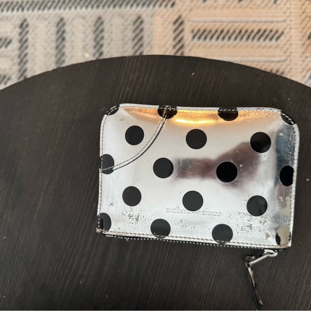 Comme des Garcons Metallic Silver Clutch Pouch with Black Dots - Picture 5 of 7
